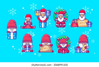 Santa claus character collection in flat design