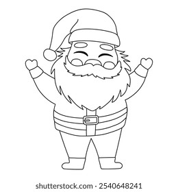 Santa claus character coloring pages for kids. Santa claus christmas character isolated on white background. Kindergarten and preschool worksheets printable for kids. 