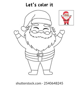 Santa claus character coloring pages for kids. Santa claus christmas character isolated on white background. Kindergarten and preschool worksheets printable for kids. 