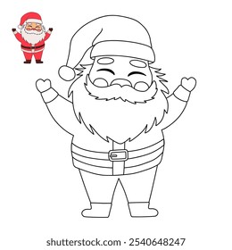 Santa claus character coloring pages for kids. Santa claus christmas character isolated on white background. Kindergarten and preschool worksheets printable for kids. 
