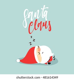 Santa Claus character cute flat. Santa Claus of Christmas. Funny cartoon character with different emotions. Santa Claus ready new year.  vector illustration