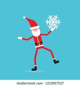 Santa Claus character dancing with a snowflake