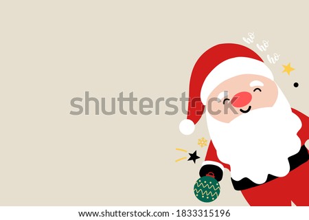 Santa Claus character design isolated on grey background for banner , web header, wallpaper etc.