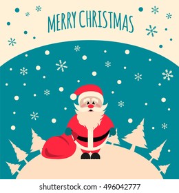 Santa Claus character. Emotions icon set. Merry Christmas. Vector illustration
