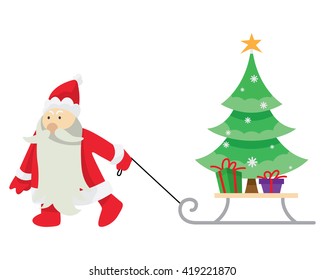 Santa Claus Character - Finding A Tree Using Sleigh