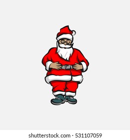 Santa Claus character in full growth on a white background.