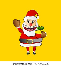 santa claus character with gift  design for christmas event, vector illustration