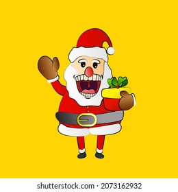 santa claus character with gift  design for christmas event, vector illustration