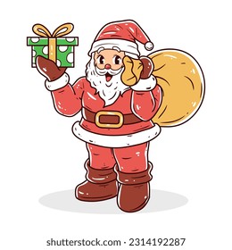 Santa claus character hand-drawn illustration, cute santa claus character.