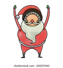 santa claus character head white beard and moustaches in traditional christmas merry vector illustration