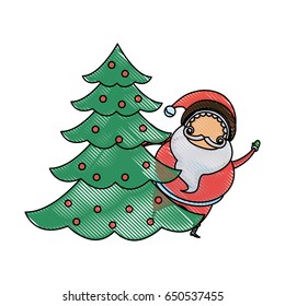santa claus character head white beard and moustaches in traditional christmas merry vector illustration