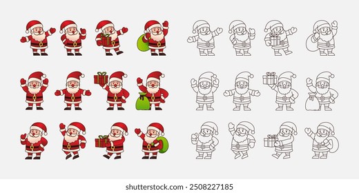 Santa Claus Character Icon Set