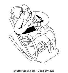 Santa Claus Character for Merry Christmas Isolated Retro Cartoon Vector