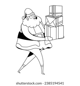 Santa Claus Character for Merry Christmas Isolated Retro Cartoon Vector