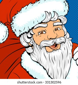 Santa Claus character  pop art style retro colorful vector illustration