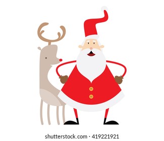 Santa Claus Character - Posing With Rudolph