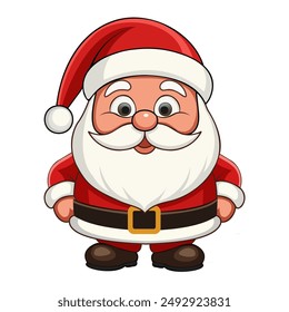 Santa claus character in red suit with white beard and hat. vector illustration