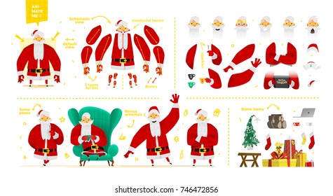 Santa Claus character  set for animation and motion design
