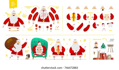 Weihnachtsmann-Zeichensatz für Animation und Motion Design
