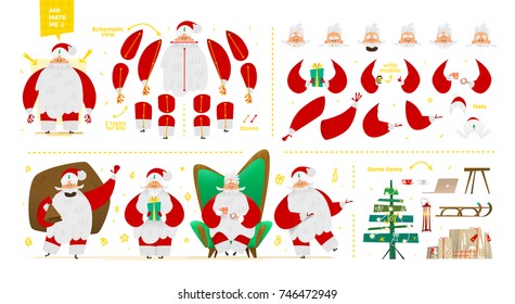 Santa Claus character  set for animation and motion design
