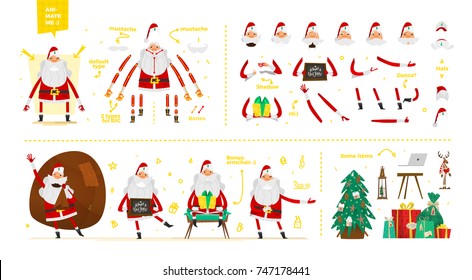 Santa Claus character  set for animation and motion design
