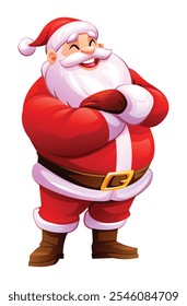 Santa Claus character, smiling happily in his red suit. Vector cartoon illustration