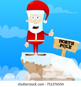 Santa Claus character with thumb up gesture. Vector cartoon illustration. 