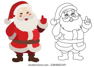 santa claus character vector design illustration design vector coloring page activity.