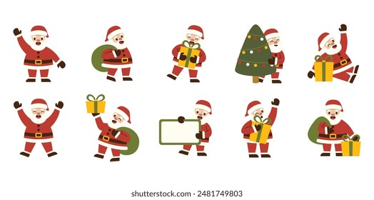Santa Claus Character Vector Set
