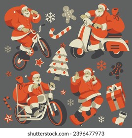 santa claus character in vector with various pose