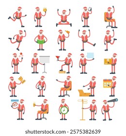 Santa Claus characters in different poses illustration set