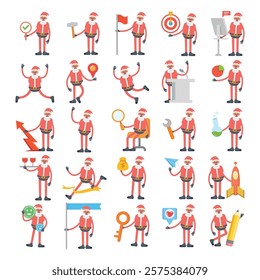 Santa Claus characters in different poses illustration set