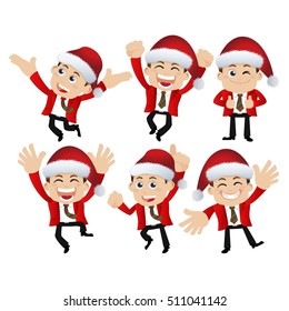 Santa Claus characters in different poses 