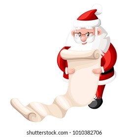 Santa Claus Checking List Vector Illustration Isolated On White Background