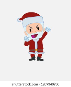 Santa Claus cheering enthusiastically.																									
