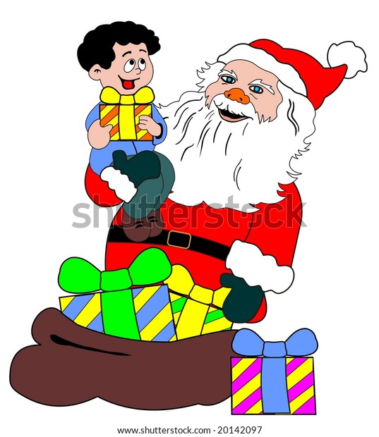 santa claus with children clip art