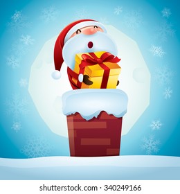 Santa Claus in the chimney. 