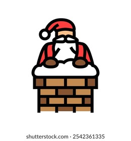 santa claus in a chimney color icon vector. santa claus in a chimney sign. isolated symbol illustration