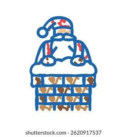 santa claus in a chimney doodle icon sketch vector. santa claus in a chimney sign. isolated symbol illustration