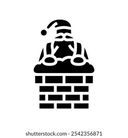 santa claus in a chimney glyph icon vector. santa claus in a chimney sign. isolated symbol illustration