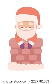 santa claus in chimney icon isolated