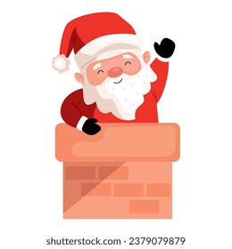 santa claus in chimney isolated