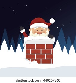 santa claus in chimney  isolated icon design, vector illustration  graphic 