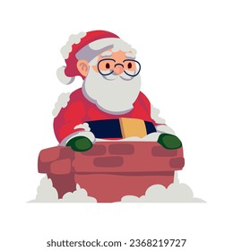 santa claus in chimney isolated illustration