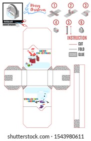 Santa Claus in the chimney and a snowman. white box template.vector image