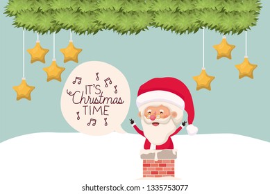santa claus with chimney in snowscape