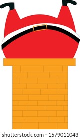 Santa Claus in chimney vector. Christmas santa illustration.
