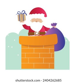 Santa claus chimney Vector Illustration that can be easily modified or edit

