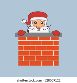 Santa Claus in the chimney. Vector illustration.