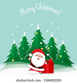 Santa Claus. Christmas background. Christmas Greeting Card. Vector illustration.